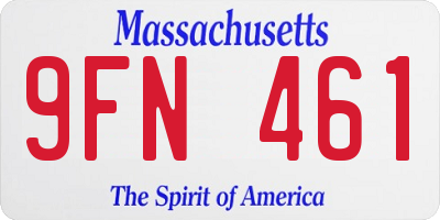 MA license plate 9FN461