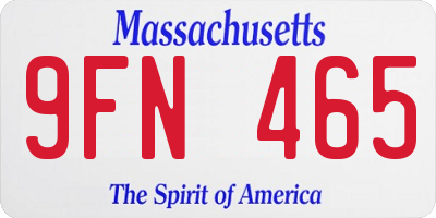 MA license plate 9FN465