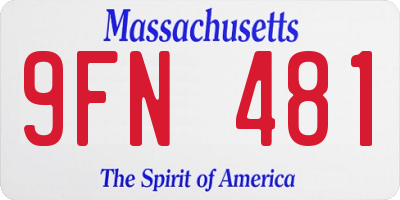 MA license plate 9FN481
