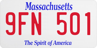MA license plate 9FN501