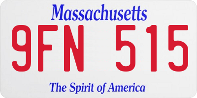 MA license plate 9FN515