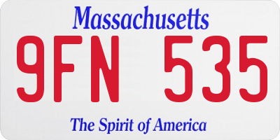 MA license plate 9FN535
