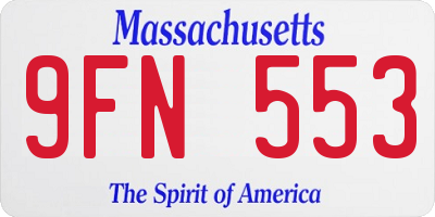 MA license plate 9FN553