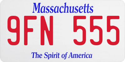 MA license plate 9FN555