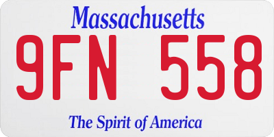 MA license plate 9FN558