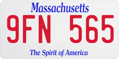 MA license plate 9FN565