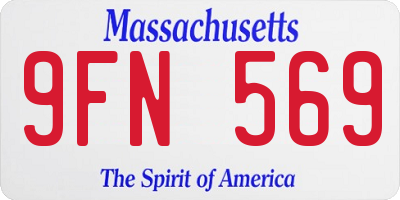 MA license plate 9FN569