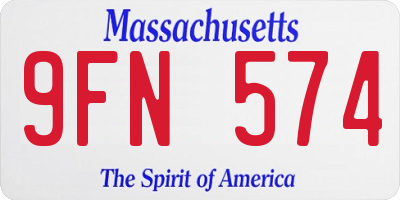 MA license plate 9FN574