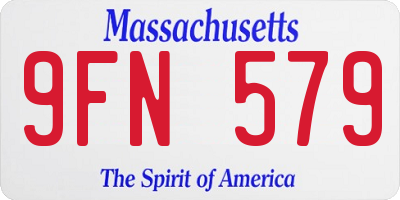 MA license plate 9FN579