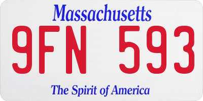 MA license plate 9FN593