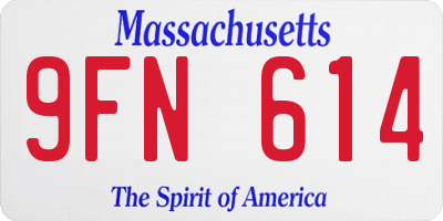 MA license plate 9FN614
