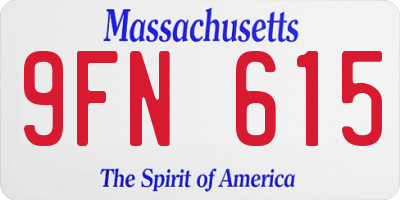 MA license plate 9FN615