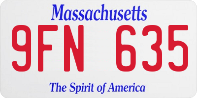MA license plate 9FN635