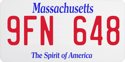 MA license plate 9FN648