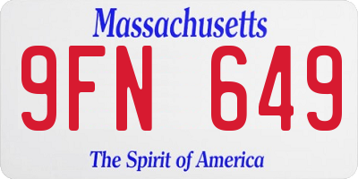 MA license plate 9FN649