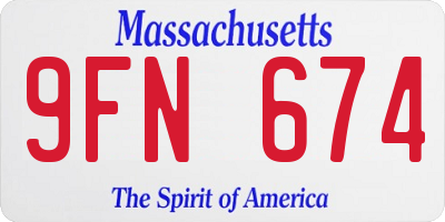 MA license plate 9FN674