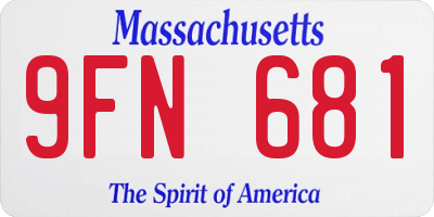 MA license plate 9FN681