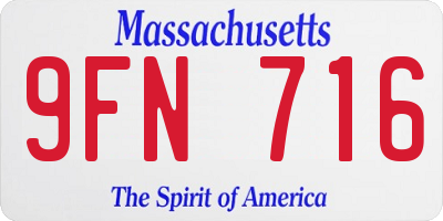 MA license plate 9FN716