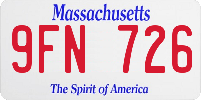 MA license plate 9FN726