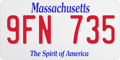 MA license plate 9FN735
