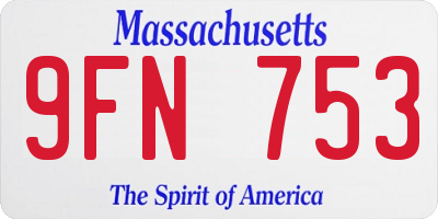 MA license plate 9FN753