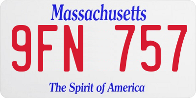 MA license plate 9FN757