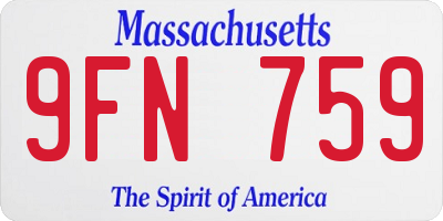 MA license plate 9FN759