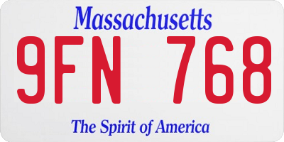 MA license plate 9FN768