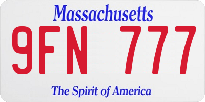 MA license plate 9FN777