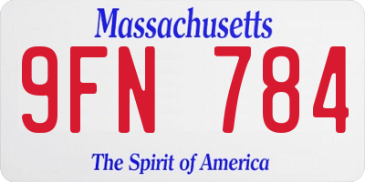 MA license plate 9FN784