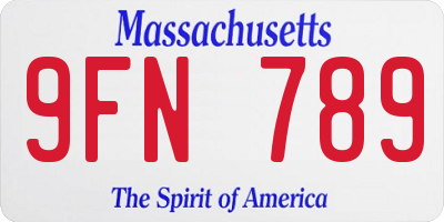 MA license plate 9FN789
