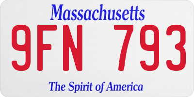 MA license plate 9FN793