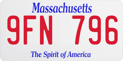 MA license plate 9FN796