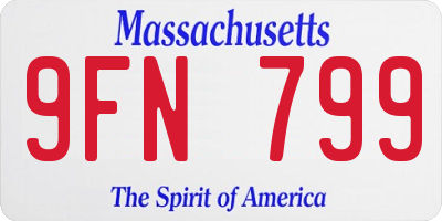 MA license plate 9FN799