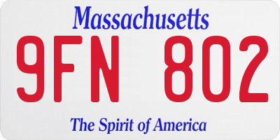 MA license plate 9FN802