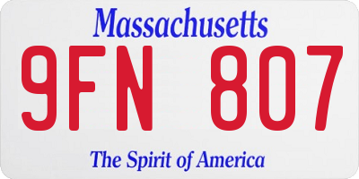 MA license plate 9FN807