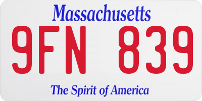 MA license plate 9FN839