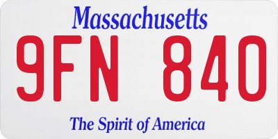 MA license plate 9FN840