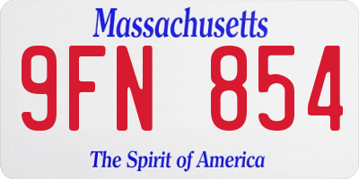 MA license plate 9FN854