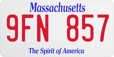 MA license plate 9FN857