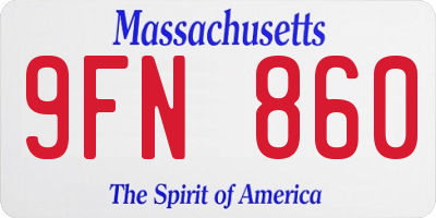 MA license plate 9FN860