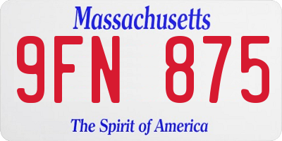 MA license plate 9FN875