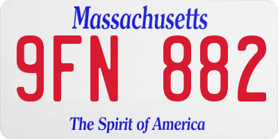 MA license plate 9FN882