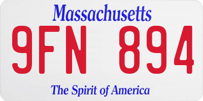 MA license plate 9FN894