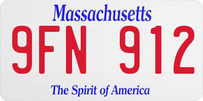 MA license plate 9FN912