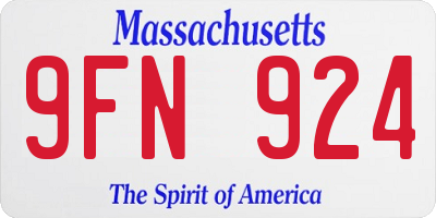 MA license plate 9FN924