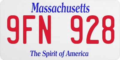 MA license plate 9FN928
