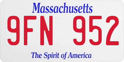 MA license plate 9FN952
