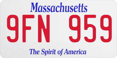 MA license plate 9FN959