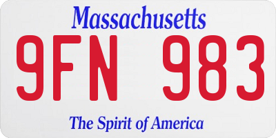 MA license plate 9FN983